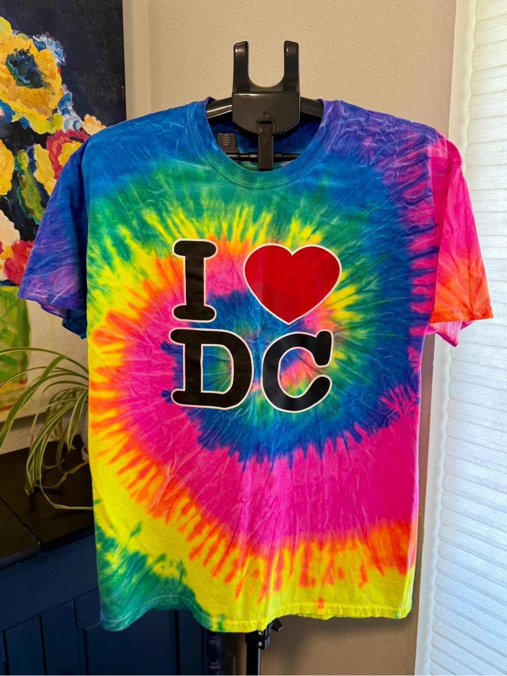 I Love DC Washington DC Rainbow Tie Dye Graphic T-Shirt – L - Picture 1 of 4